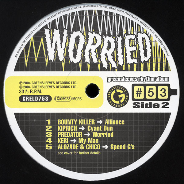 Various - Worried | Greensleeves Records (GRELD 753) - 2