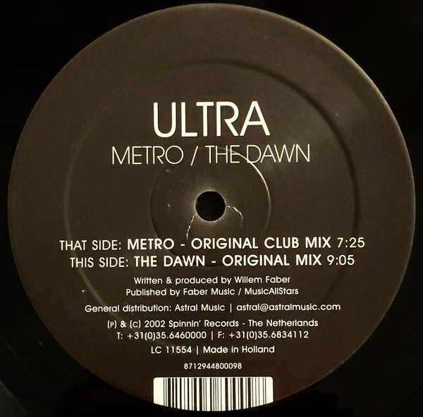 Ultra Spin - Metro / The Dawn | RR Records (RR011)