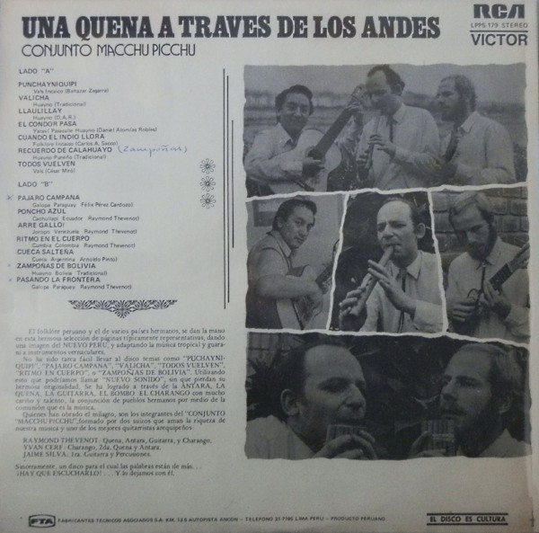 Conjunto Macchu Picchu - Una Quena A Traves De Los Andes | RCA Victor (LPPS-179) - 2 Conjunto Macchu Picchu - Una Quena A Traves De Los Andes | RCA Victor (LPPS-179) - 2