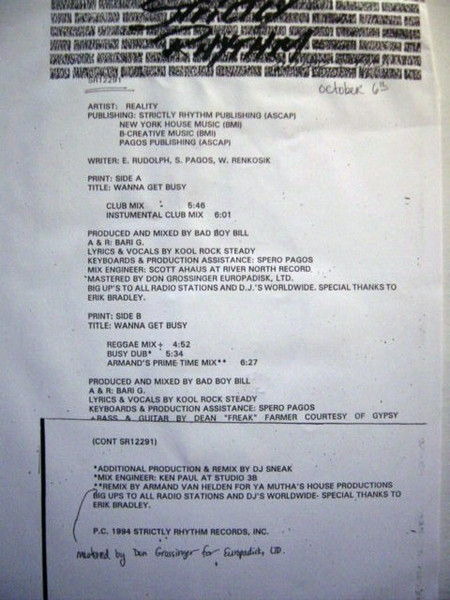 Reality - Wanna Get Busy | Strictly Rhythm (SR12291) - 2