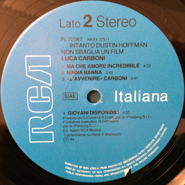 Luca Carboni - ...Intanto Dustin Hoffman Non Sbaglia Un Film | RCA Italiana (PL 72067) - 4 Luca Carboni - ...Intanto Dustin Hoffman Non Sbaglia Un Film | RCA Italiana (PL 72067) - 4