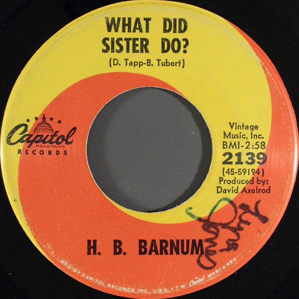 H.B. Barnum - What Did Sister Do? | Capitol Records (2139) H.B. Barnum - What Did Sister Do? | Capitol Records (2139)