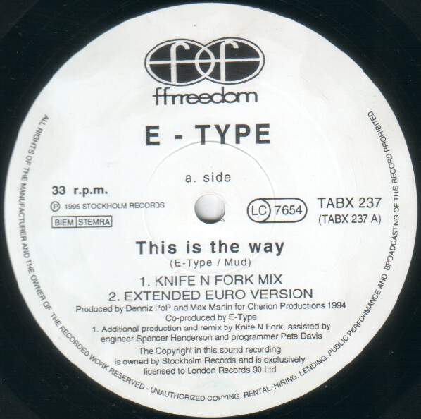 E-Type - This Is The Way | Ffrreedom (TABX 237) - 3