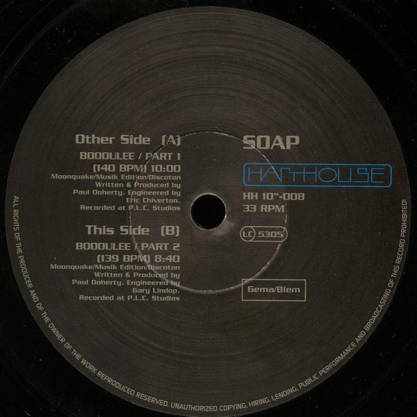 Soap - Boodulee | Harthouse (HH 10"-008) - main