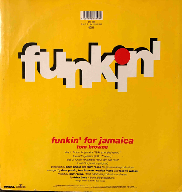 Tom Browne - Funkin' For Jamaica (1991 Remix) | Arista (614 998) - 2