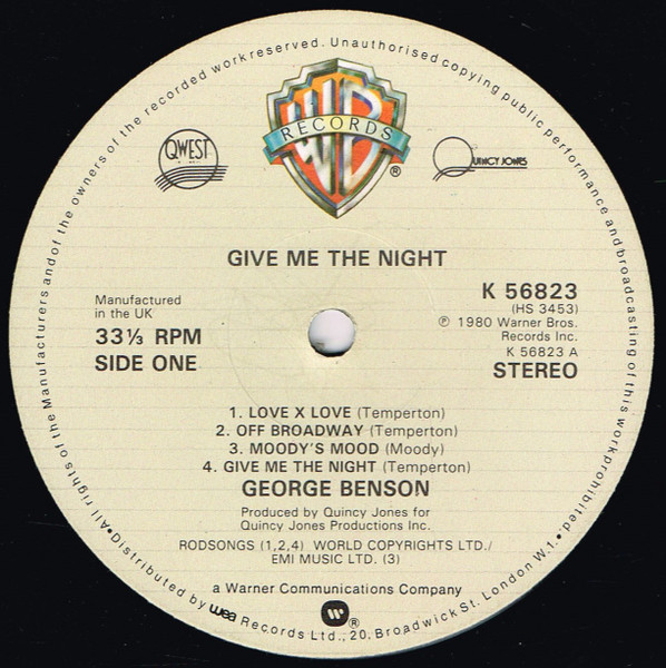 George Benson - Give Me The Night | Warner Bros. Records (K 56823) - 3 George Benson - Give Me The Night | Warner Bros. Records (K 56823) - 3