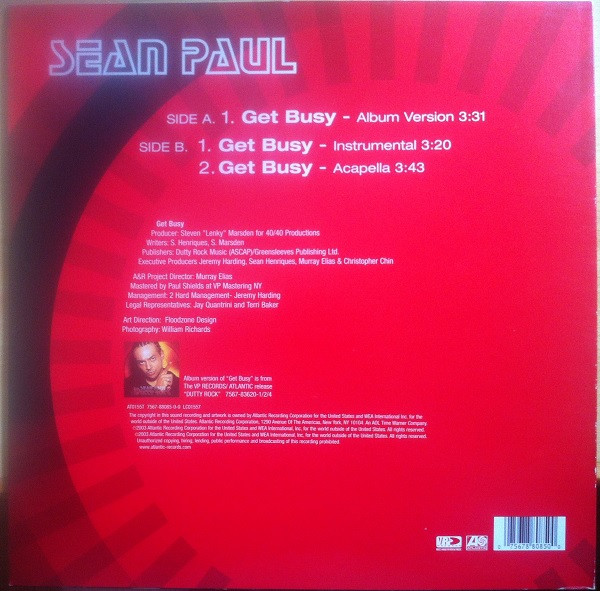 Sean Paul - Get Busy | Atlantic (AT 0155 T) - 2