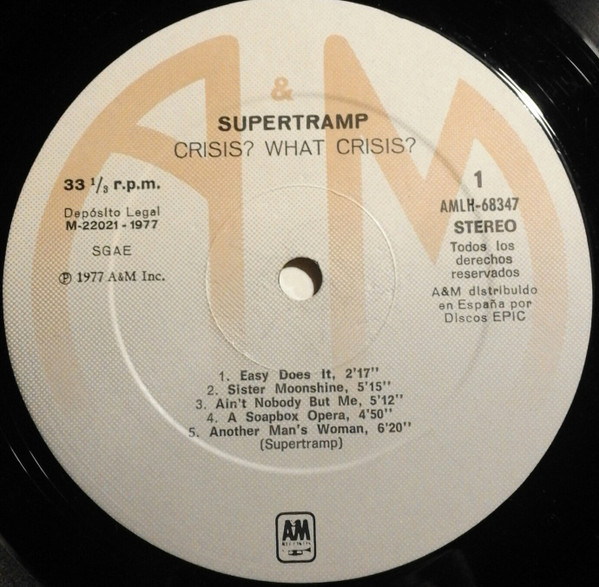 Supertramp - Crisis? What Crisis? | A&M Records (AMLH 68347) - 3