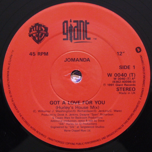 Jomanda - Got A Love For You | Warner Bros. Records (W 0040 T) - 3