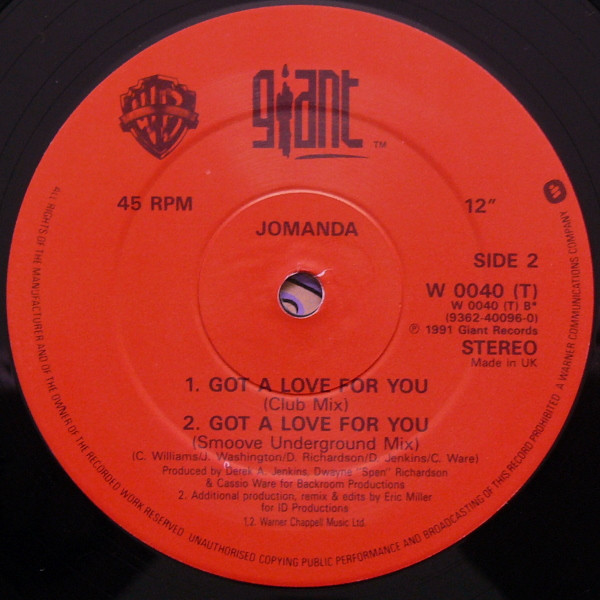Jomanda - Got A Love For You | Warner Bros. Records (W 0040 T) - 4