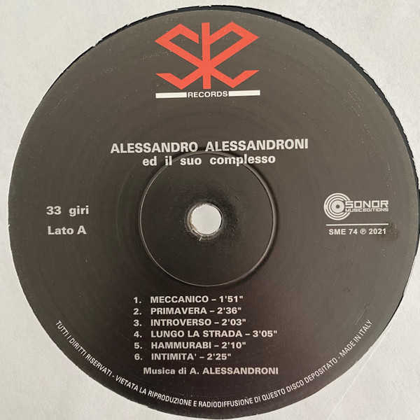 Alessandro Alessandroni E Il Suo Complesso - Alessandro Alessandroni E Il Suo Complesso | Sonor Music Editions (SME 74) - 3