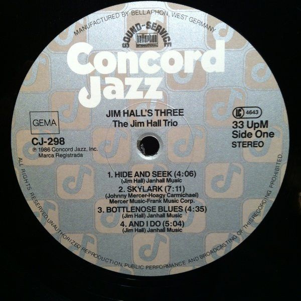 Jim Hall - Jim Hall's Three | Concord Jazz (CJ-298) - 3 Jim Hall - Jim Hall's Three | Concord Jazz (CJ-298) - 3