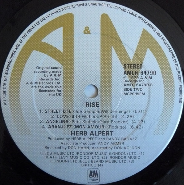 Herb Alpert - Rise | A&M Records (AMLH 64790) - 4