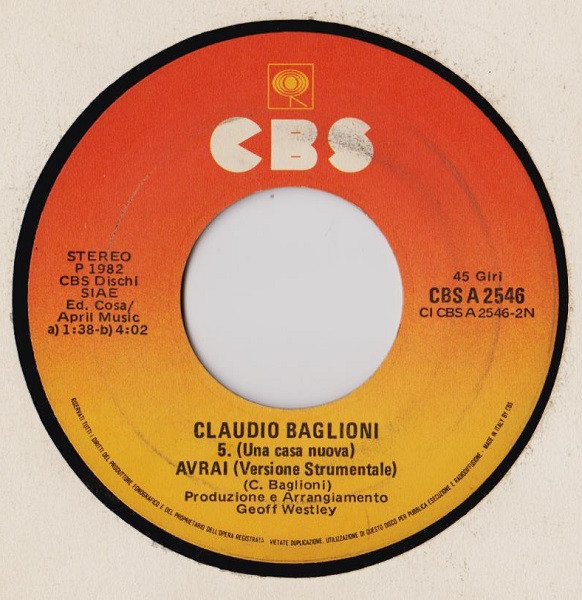 Claudio Baglioni - Avrai | CBS (CBS A 2546) - 4