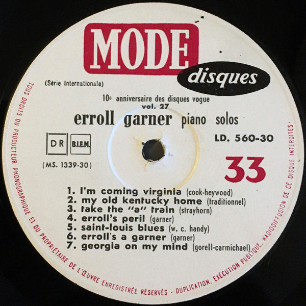 Erroll Garner - At His Best | Mode Disques (LD. 560-30) - 3 Erroll Garner - At His Best | Mode Disques (LD. 560-30) - 3