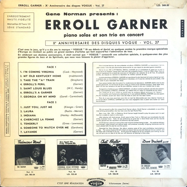 Erroll Garner - At His Best | Mode Disques (LD. 560-30) - 2 Erroll Garner - At His Best | Mode Disques (LD. 560-30) - 2