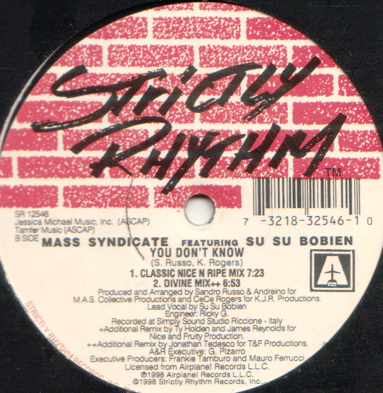 Mass Syndicate Featuring Su Su Bobien - You Don't Know | Strictly Rhythm (SR 12546) - 3 Mass Syndicate Featuring Su Su Bobien - You Don't Know | Strictly Rhythm (SR 12546) - 3