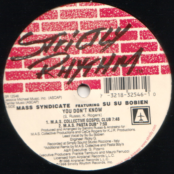 Mass Syndicate Featuring Su Su Bobien - You Don't Know | Strictly Rhythm (SR 12546) - 2 Mass Syndicate Featuring Su Su Bobien - You Don't Know | Strictly Rhythm (SR 12546) - 2