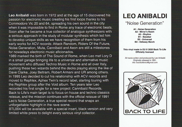 Leo Anibaldi - Noise Generation | Back To Life (BTL004) - 4