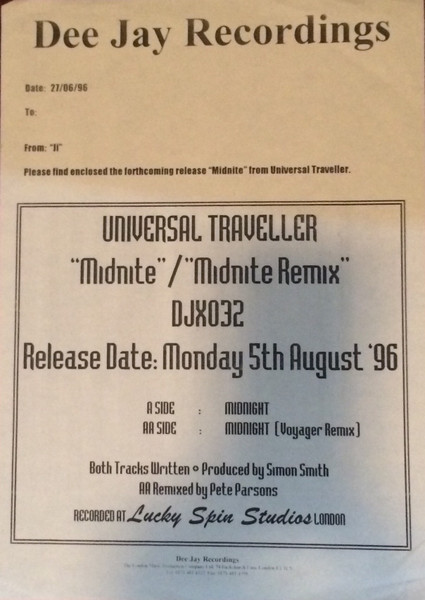 Universal Traveller - Midnite | Dee Jay Recordings (DJX032) - 2
