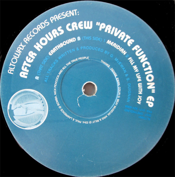 After Hours Crew - Private Functions EP | Altowax Records (ALTO 991)