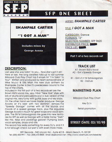 Shampale Cartier - I Got A Man (Part 1 Of 2) | SFP Records (SFP 9620)