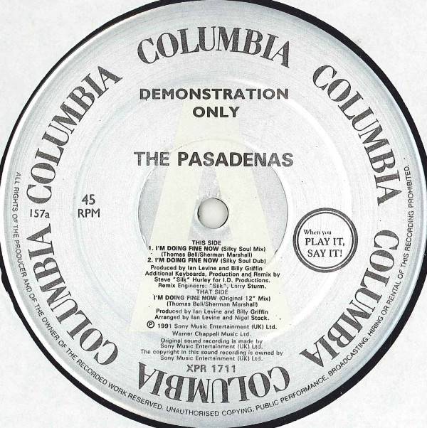 The Pasadenas - I'm Doing Fine Now | Columbia (XPR 1711)