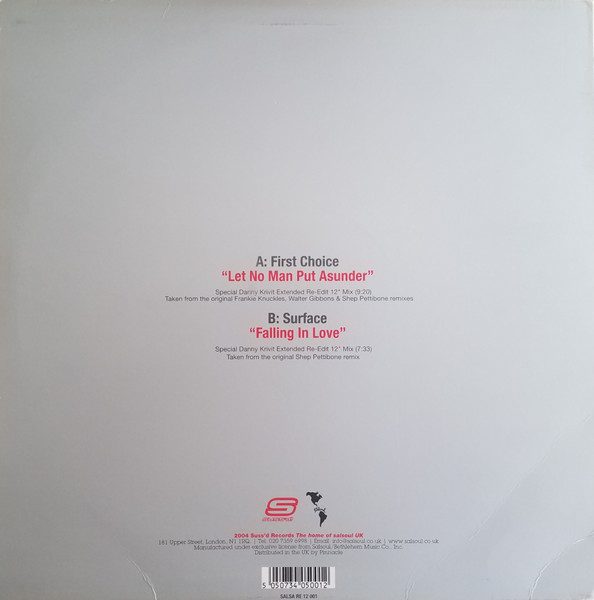 First Choice / Surface - Let No Man Put Asunder / Falling In Love (12" Re-Edit) | Suss'd Records (SALSA RE 12 001) - 2
