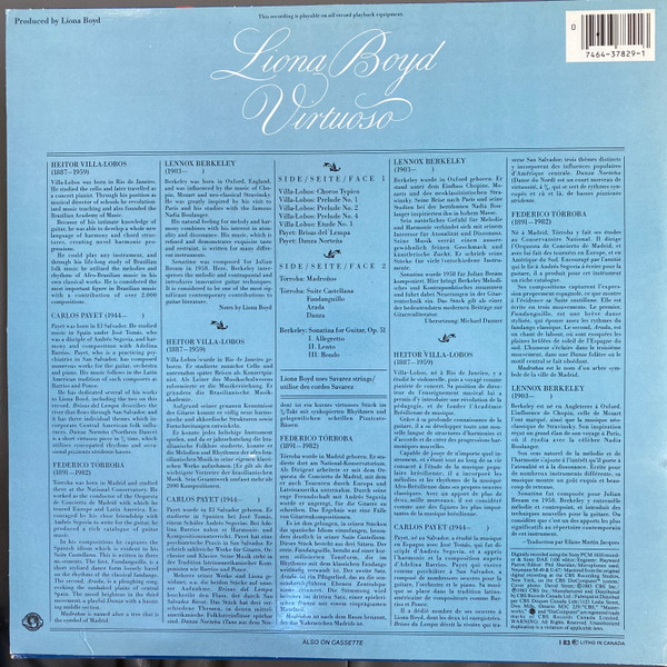 Liona Boyd - Virtuoso | CBS Masterworks Digital (IM 37829) - 2