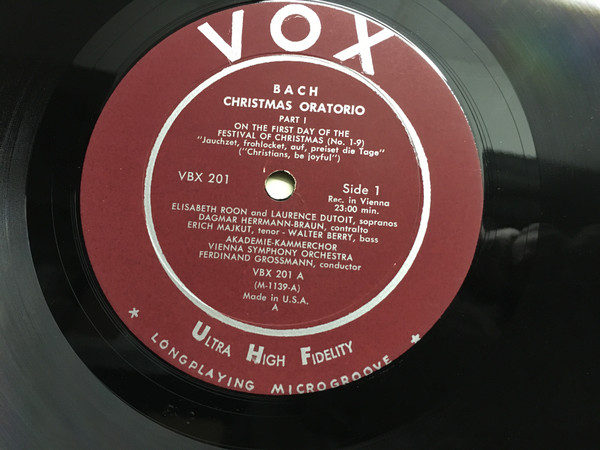 Johann Sebastian Bach - Wiener Akademie Kammerchor , Wiener Symphoniker , Ferdinand Grossmann - Christmas Oratorio (Oratorio De Noel) | VOX (VBX 201) - 2 Johann Sebastian Bach - Wiener Akademie Kammerchor , Wiener Symphoniker , Ferdinand Grossmann - Christmas Oratorio (Oratorio De Noel) | VOX (VBX 201) - 2