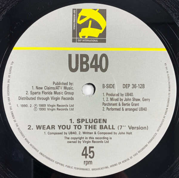 UB40 - Wear You To The Ball | DEP International (DEP 36-12) - 4