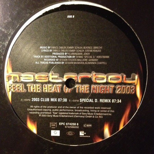 Masterboy - Feel The Heat Of The Night 2003 | Epic (EPC 674258 6) - 3 Masterboy - Feel The Heat Of The Night 2003 | Epic (EPC 674258 6) - 3