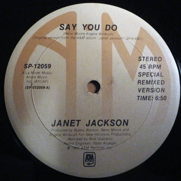 Janet Jackson - Say You Do | A&M Records (SP-12059)
