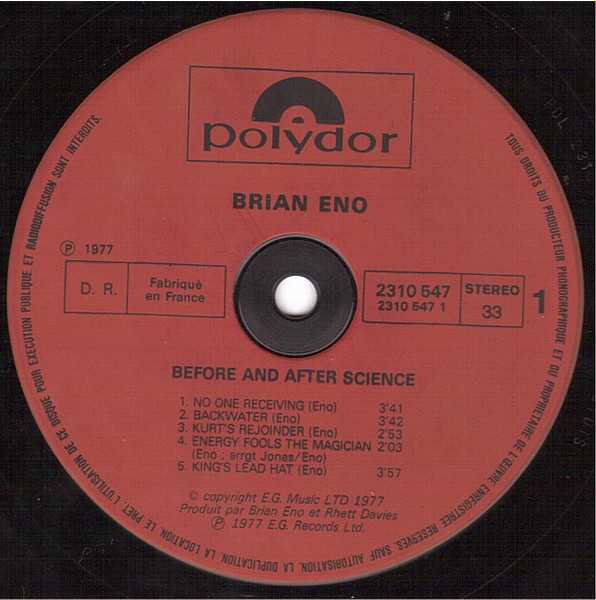 Brian Eno - Before And After Science | Polydor (2310 547) - 3