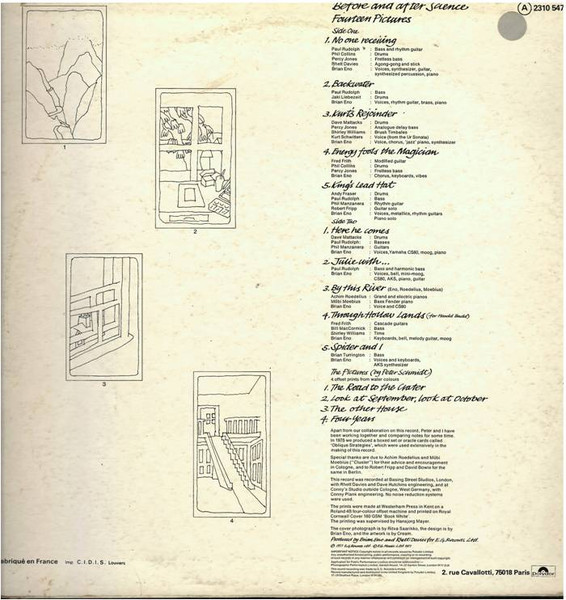 Brian Eno - Before And After Science | Polydor (2310 547) - 2