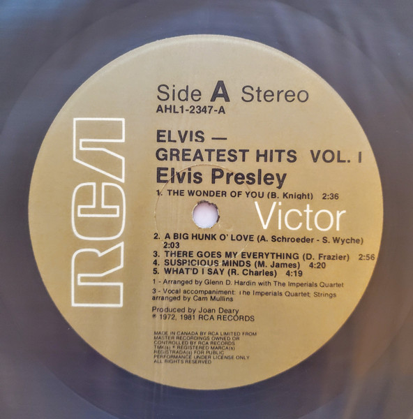 Elvis Presley - Elvis Greatest Hits Volume One [Vinyl] | RCA (AHL1-2347) - 3