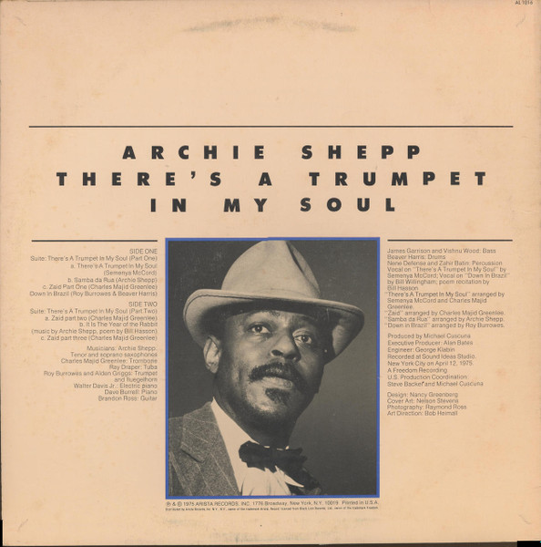 Archie Shepp - There's A Trumpet In My Soul | Arista (AL 1016) - 2
