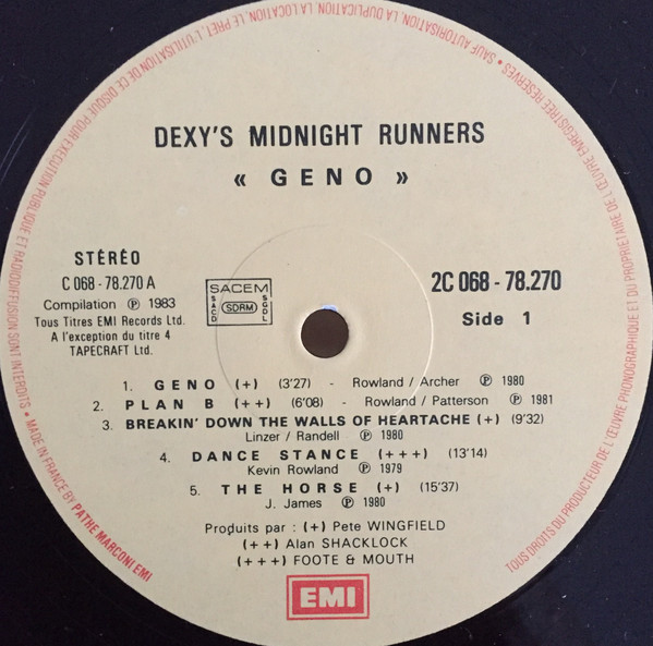 Dexys Midnight Runners - Geno | EMI (2C 068-78.270) - 3