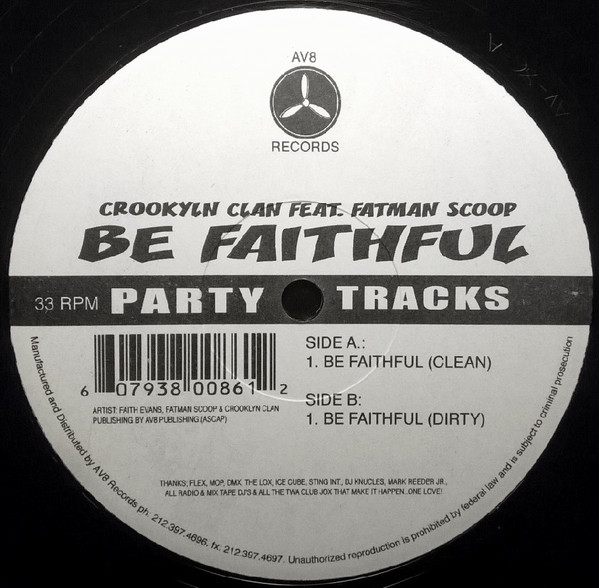 Crooklyn Clan Feat. Fatman Scoop - Be Faithful | AV8 Records (AV-86) - main
