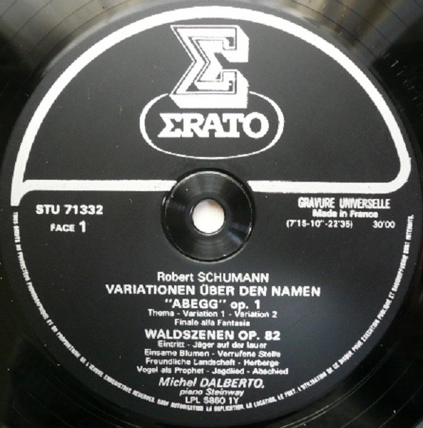 Robert Schumann , Michel Dalberto - Humoreske Op.20 - "Abegg" Variationen Op.1 - Waldszenen Op.82 Scènes De La Forêt [Vinyl] | Erato (STU 71332) - 3