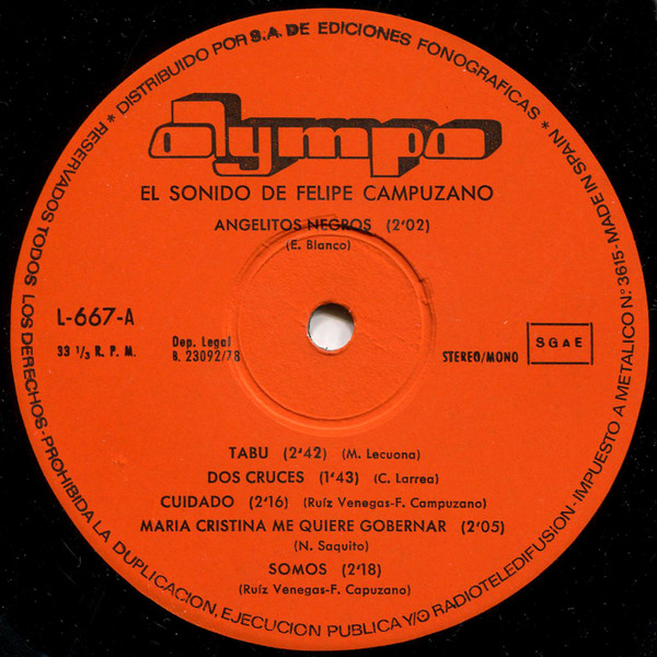 Felipe Campuzano - El Sonido De Felipe Campuzano | Olympo (L-667) - 3