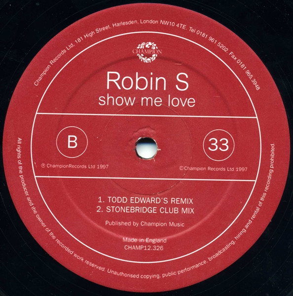 Robin S. - Show Me Love | Champion (CHAMP 12.326) - 4