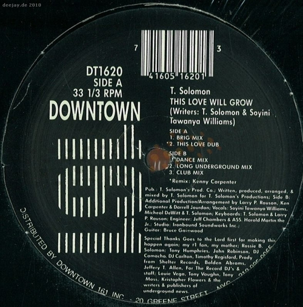 T. Solomon - This Love Will Grow | Downtown 161 (DT1620) - main