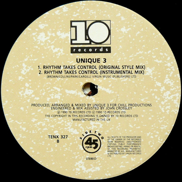 Unique 3 Featuring Karin Minott - Rhythm Takes Control | 10 Records (TENX 327) - 4