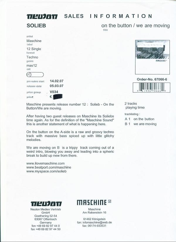 Solieb - On The Button / We Are Moving | Maschine (MAS 12)