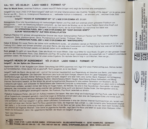 Various / beigeGT - Y01 / Heads Of Agreement | L'Age D'Or (LADO 15069-3)