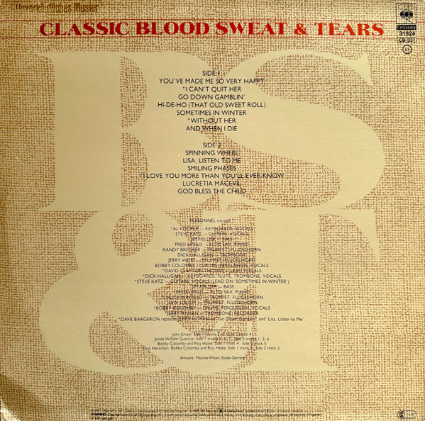 Blood, Sweat And Tears - Classic B, S & T | Embassy (EMB 31824) - 2