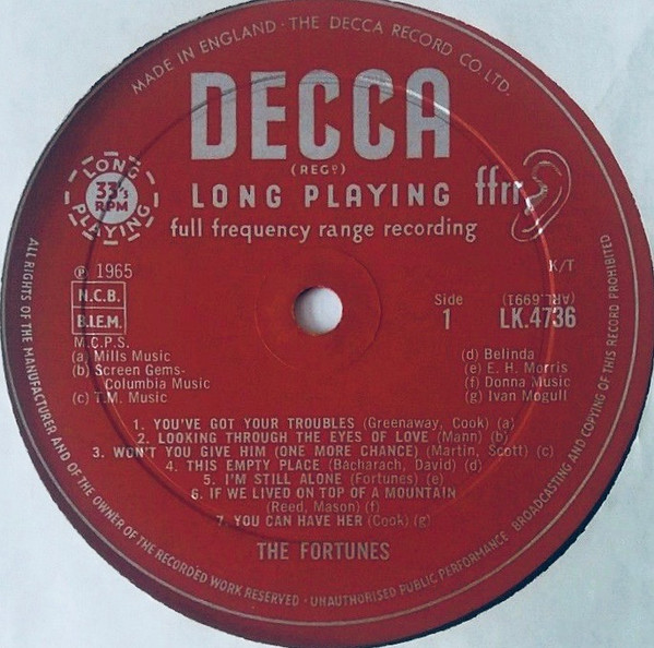 The Fortunes - The Fortunes | Decca (LK 4736) - 3