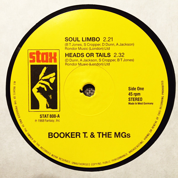 Booker T & The MG's - Soul Limbo / Heads Or Tails / Soul Clap '69 / Time Is Tight | Stax (STAT 808)