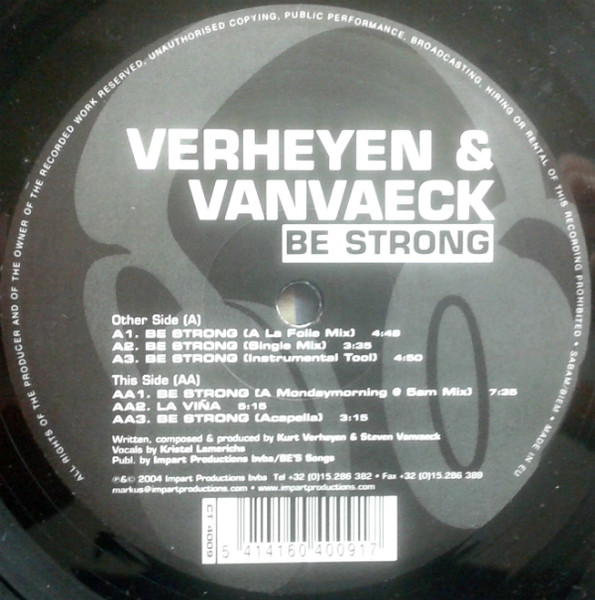 Verheyen & Vanvaeck - Be Strong / La Viña | ClubTimes (CT 4009) - 4